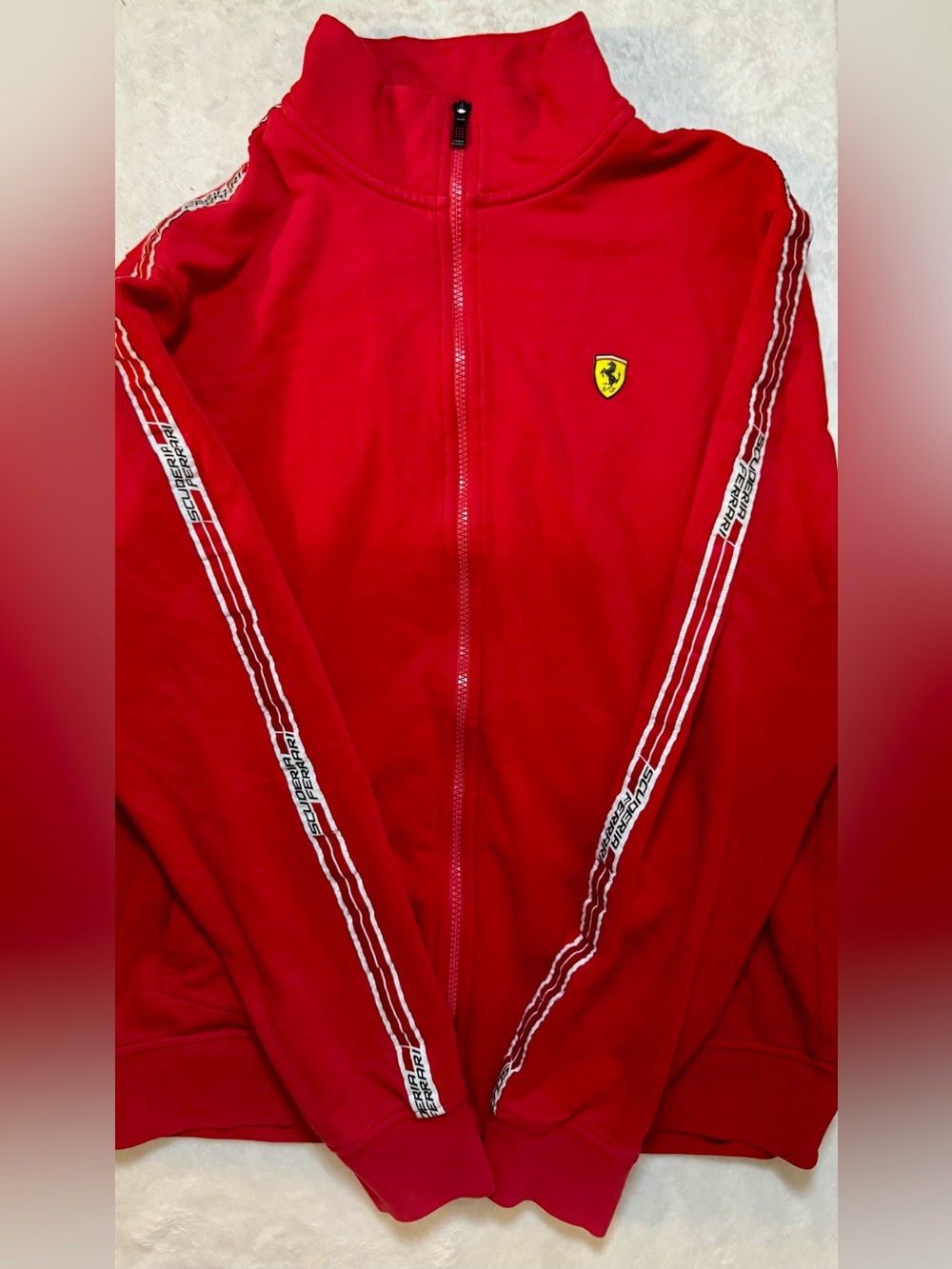 Scuderia Ferrari Red Zip Sweatshirt with Yellow Ferrari logo Size XXL